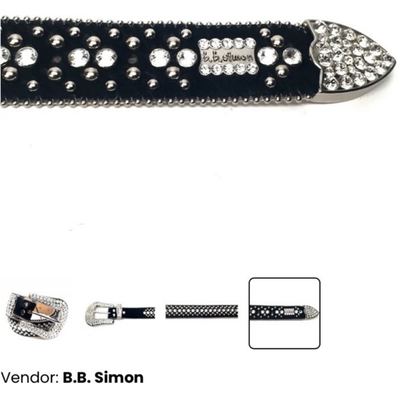 B.B. Simon Black Belt with Silver Studs